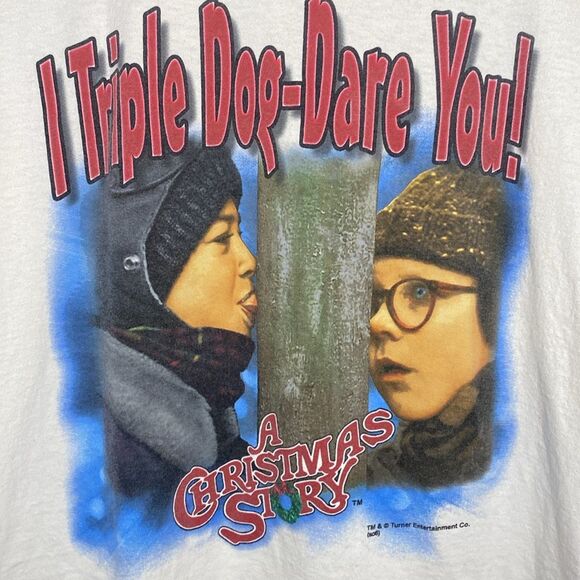 A Christmas Story Triple Dog Dare You White Tee TShirt Short Sleeve Size 2XL - Picture 3 of 8